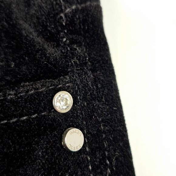 WHITE HOUSE BLACK MARKET Velvet Skirt BLACK size 0 XS Rhinestones Short Retro - Picture 4 of 9